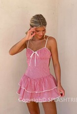 Tiered Gingham Tie Back Mini Dress