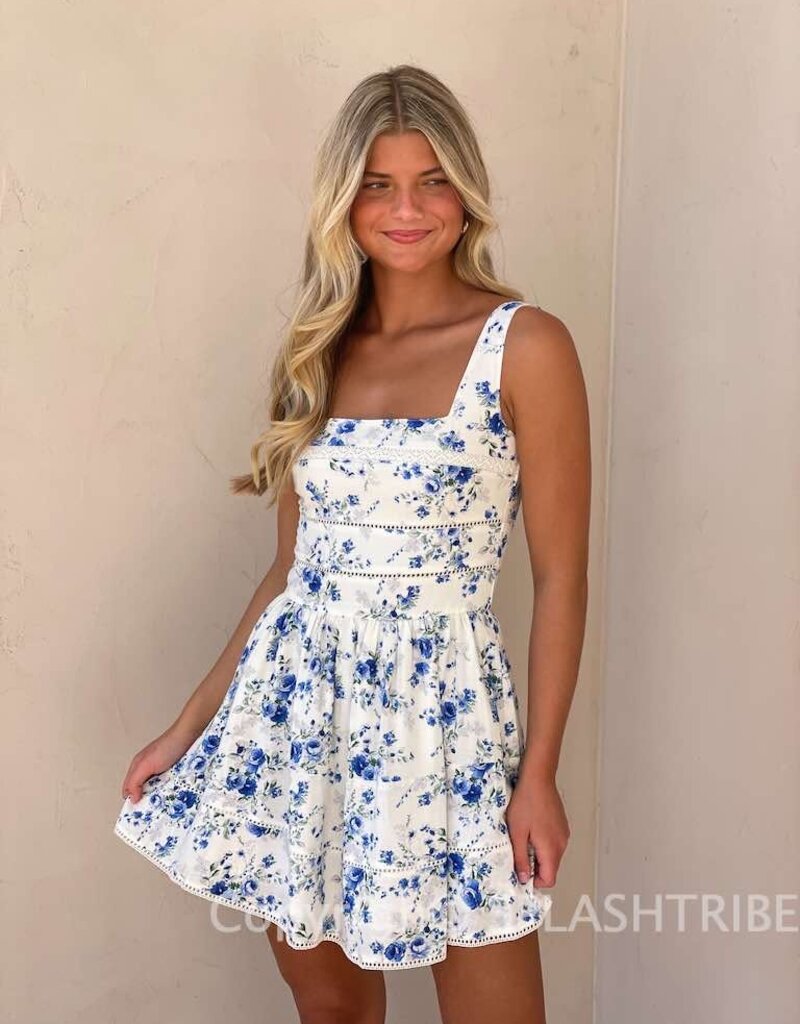 Floral Square Neck Mini Dress