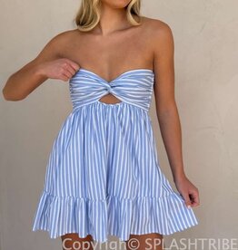 Striped Twisted Keyhole Romper Mini Dress