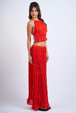 Tiered Crinkle Top and Maxi Skirt Set