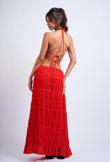 Tiered Crinkle Top and Maxi Skirt Set