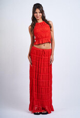 Tiered Crinkle Top and Maxi Skirt Set