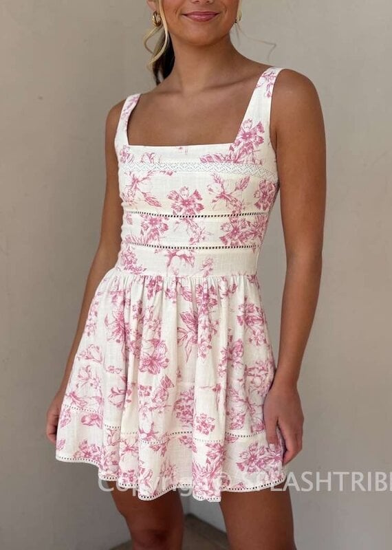 Floral Square Neck Mini Dress