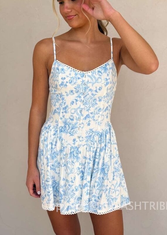 Toile Button Front Mini Dress