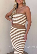 Crochet Stripe Tube Top and Midi Skirt Set