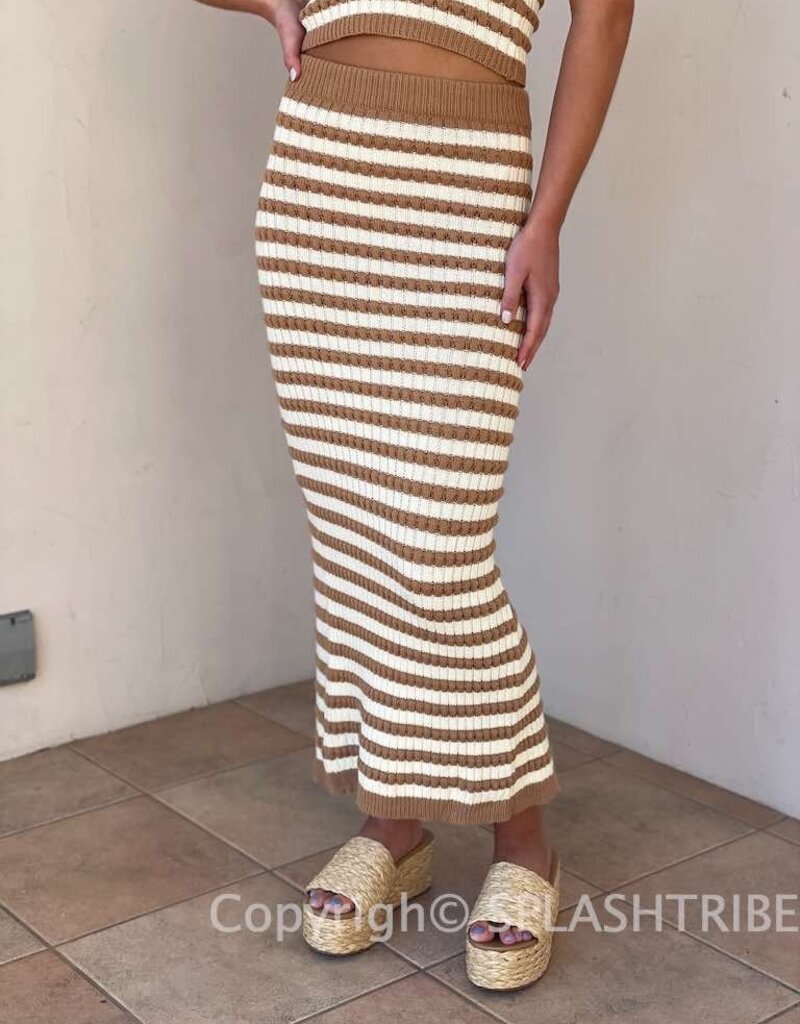 Crochet Stripe Tube Top and Midi Skirt Set