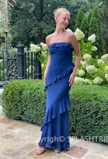 Chiffon Ruffle Strapless Maxi Dress