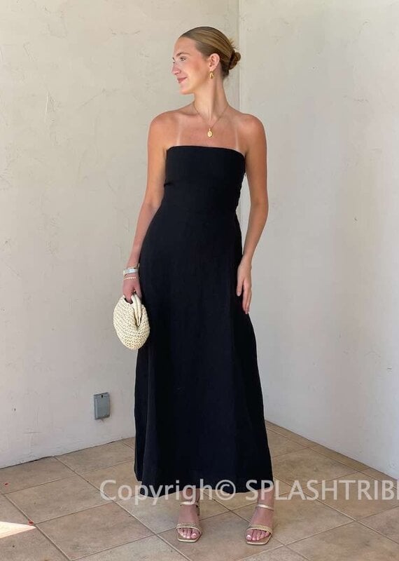 Marisa Linen Strapless Maxi Dress
