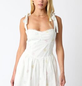 Embroidered Floral Shoulder Tie Romper