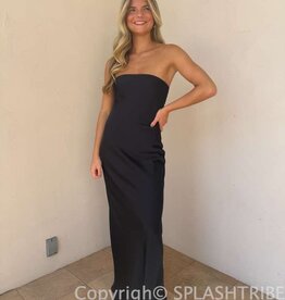 Schmitt Satin Srapless Tie Back Maxi Dress