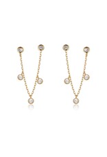 Double Piercing Multi Crystal Dangle Earrings
