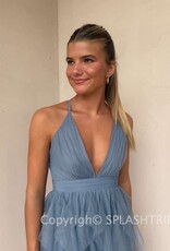 Fabiola Tulle Plunge V Maxi Dress