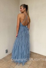 Fabiola Tulle Plunge V Maxi Dress