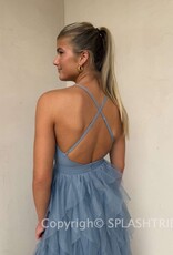 Fabiola Tulle Plunge V Maxi Dress