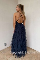 Fabiola Tulle Plunge V Maxi Dress