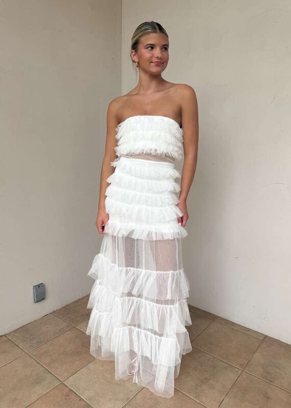 Nicole Ruffled Tulle Maxi Dress