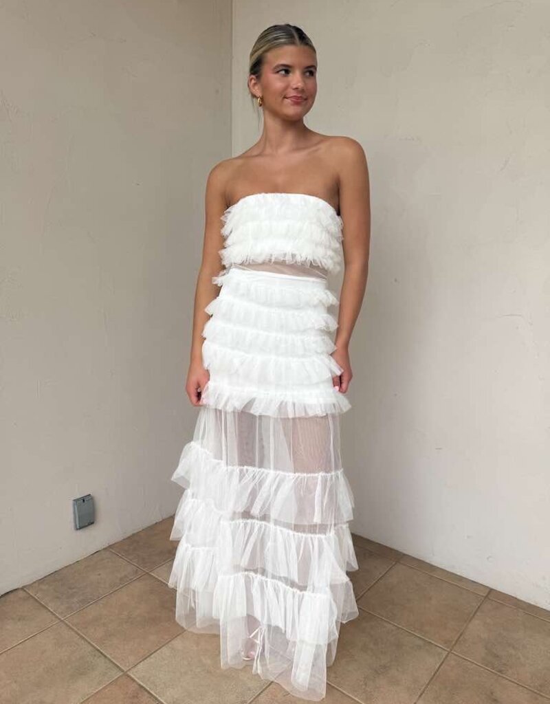 Nicole Ruffled Tulle Maxi Dress