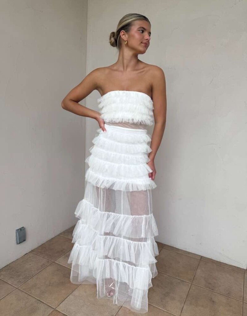 Nicole Ruffled Tulle Maxi Dress