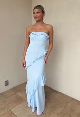 Chiffon Ruffle Strapless Maxi Dress