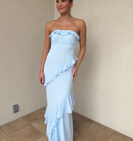 Chiffon Ruffle Strapless Maxi Dress