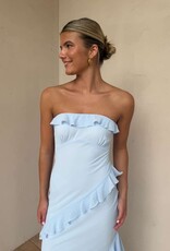 Chiffon Ruffle Strapless Maxi Dress