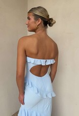 Chiffon Ruffle Strapless Maxi Dress