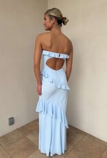 Chiffon Ruffle Strapless Maxi Dress