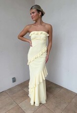 Chiffon Ruffle Strapless Maxi Dress