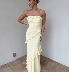Chiffon Ruffle Strapless Maxi Dress