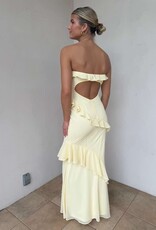 Chiffon Ruffle Strapless Maxi Dress