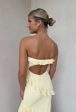 Chiffon Ruffle Strapless Maxi Dress