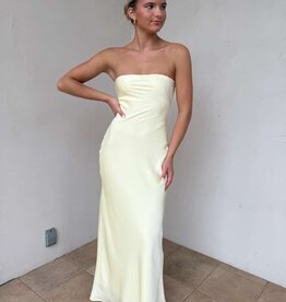 Schmitt Satin Strapless Tie Back Maxi Dress