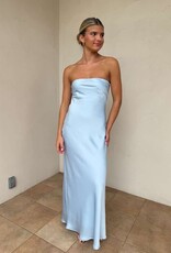 Schmitt Satin Strapless Tie Back Maxi Dress