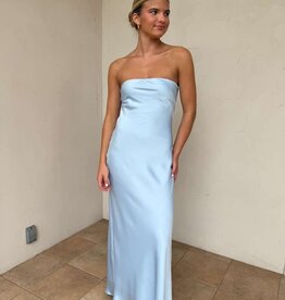 Schmitt Satin Strapless Tie Back Maxi Dress
