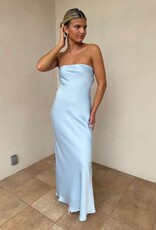 Schmitt Satin Strapless Tie Back Maxi Dress