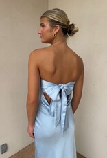 Schmitt Satin Strapless Tie Back Maxi Dress