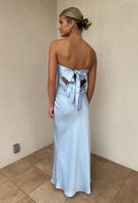 Schmitt Satin Strapless Tie Back Maxi Dress