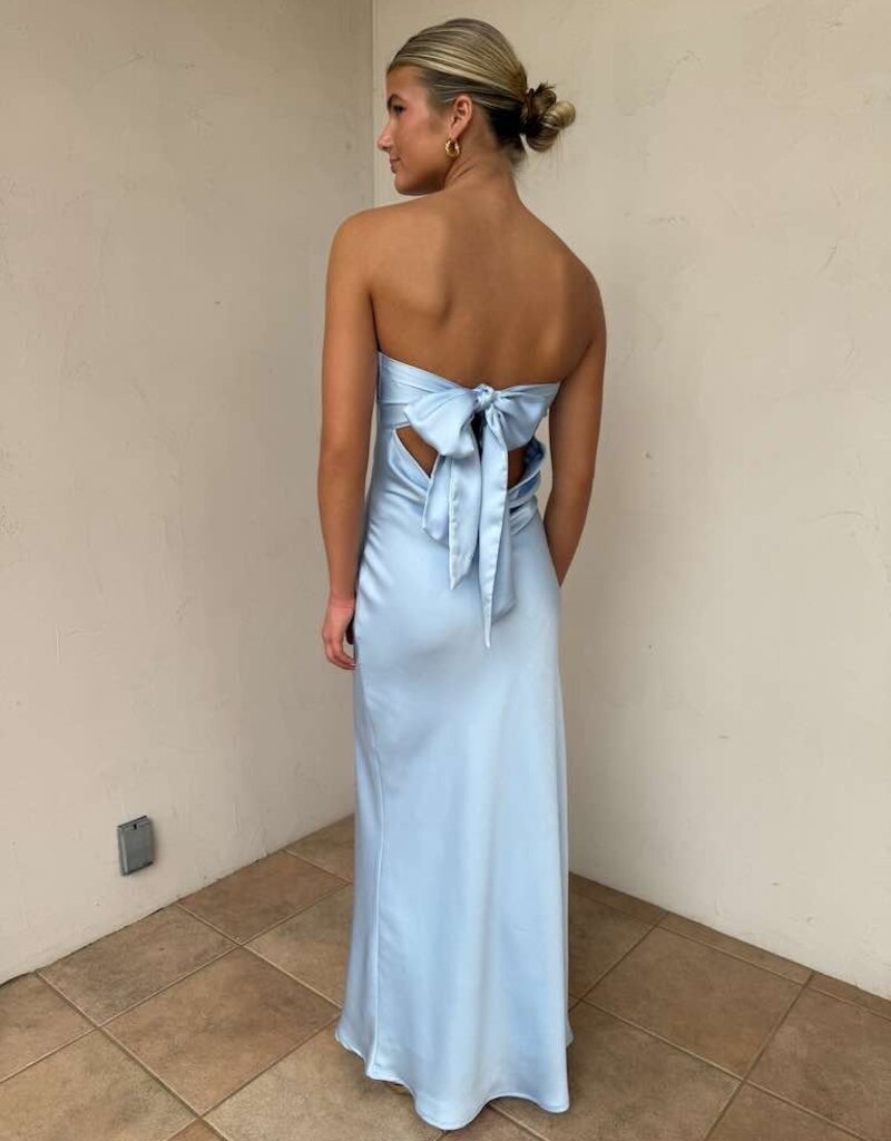Schmitt Satin Strapless Tie Back Maxi Dress