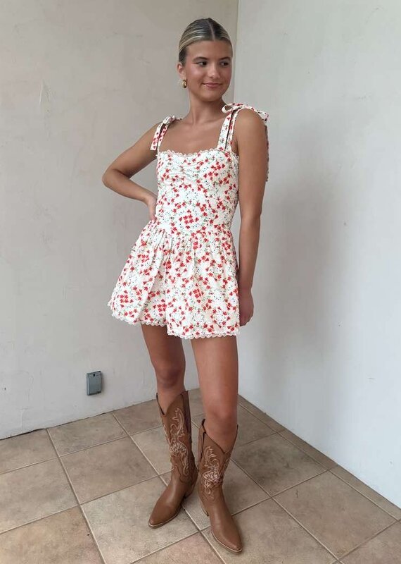 Alicia Floral Shoulder Tie Romper