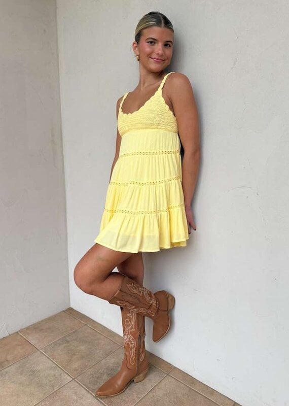 Crochet Bust Scallop Strap Mini Dress