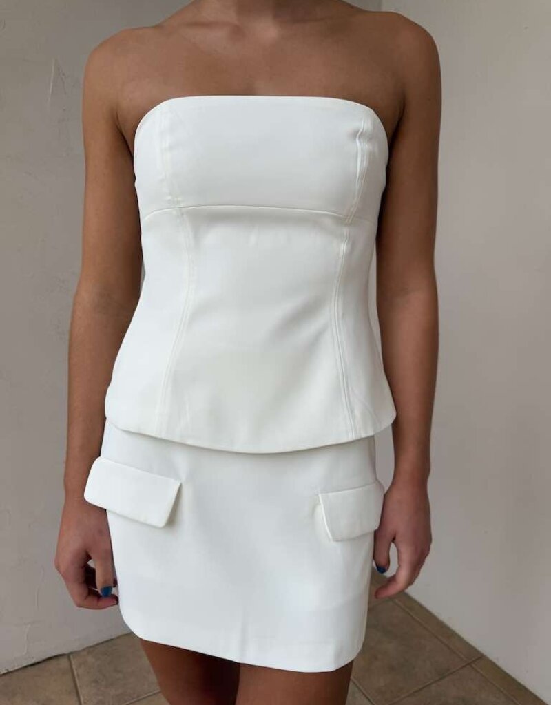 Structured Strapless Top Mini Skirt Set