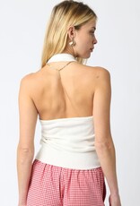 Knit Button Front Halter Top