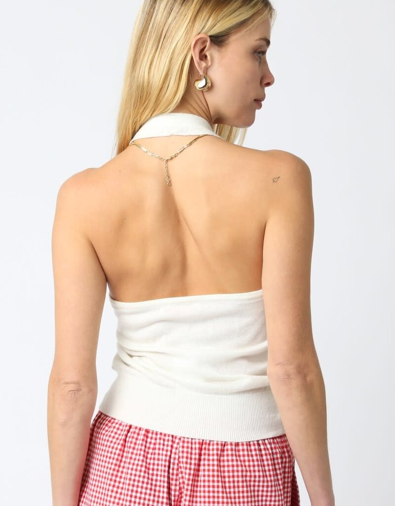 Knit Button Front Halter Top