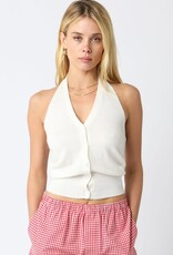 Knit Button Front Halter Top