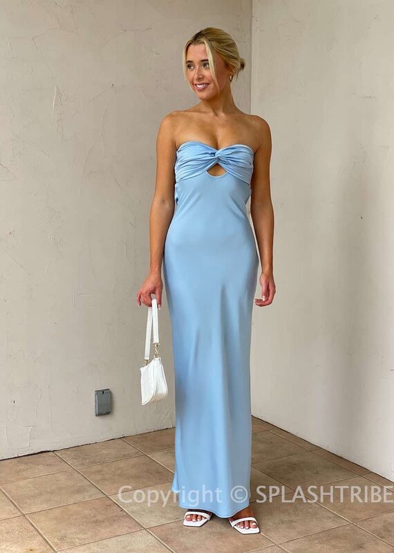Michelle Satin Strapless Maxi Dress
