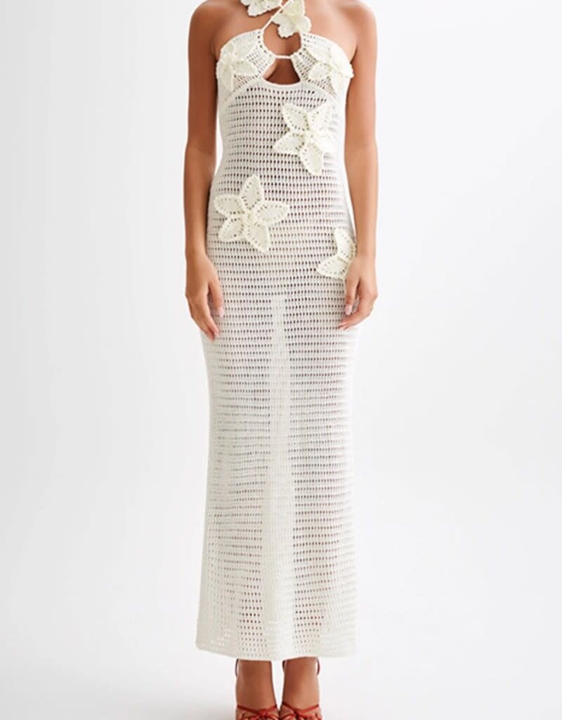 Floral Halter Crochet Maxi Beach Dress