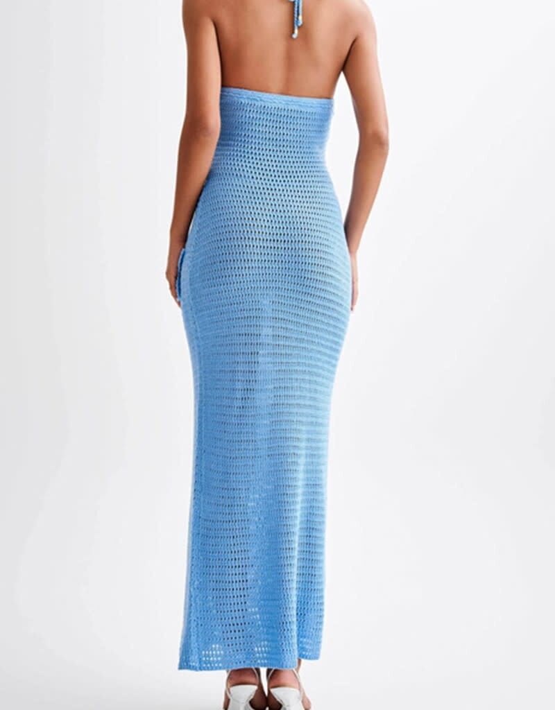 Floral Halter Crochet Maxi Beach Dress