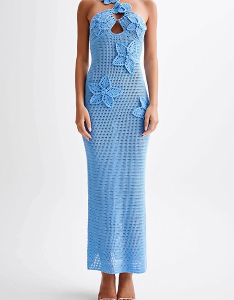 Floral Halter Crochet Maxi Beach Dress