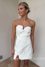 Floral Jacquard Strapless Puzzle Mini Dress