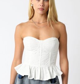 Eyelet Strapless Peplum Bustier Top